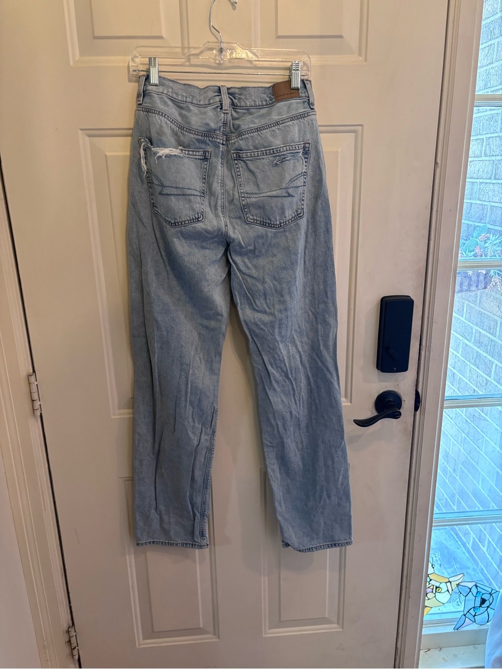 American Eagle Outfitters Light Blue Distressed Wide-Leg Jeans - Picture 5 of 6